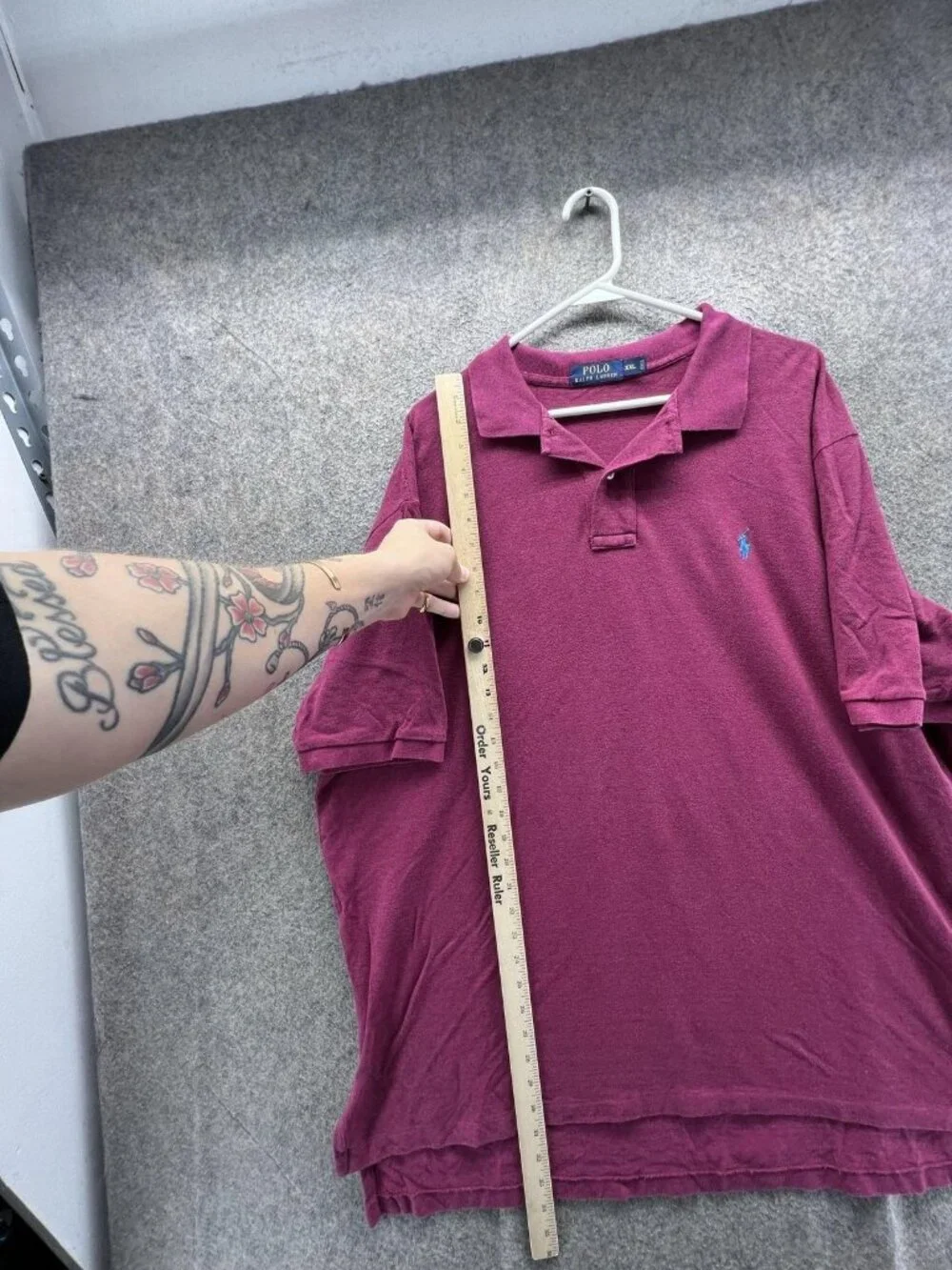 Polo Ralph Lauren Polo Shirt Men 2XL Purple Pony Cotton Casual Solid Knit
